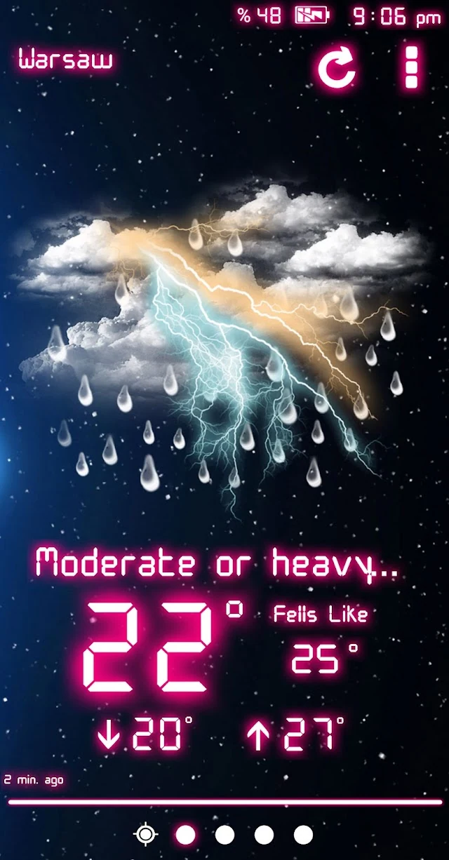 A different kind of glow — actual Weather Neon app screen