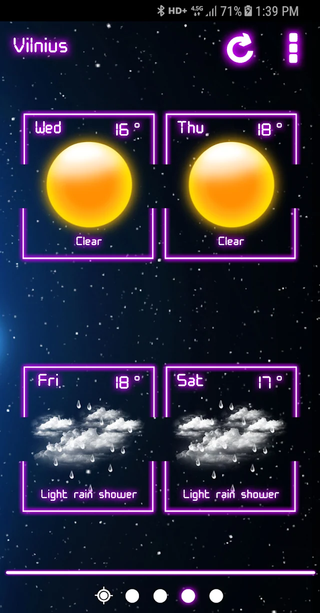 Look a little further — actual Weather Neon app screen